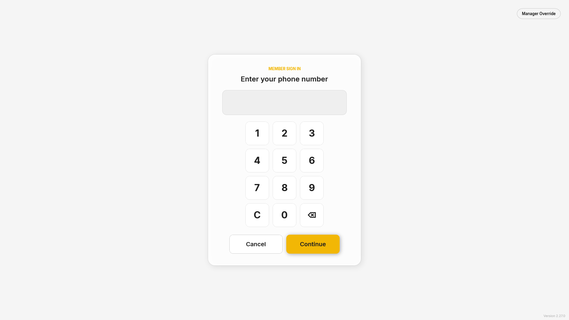 Member sign-in keypad